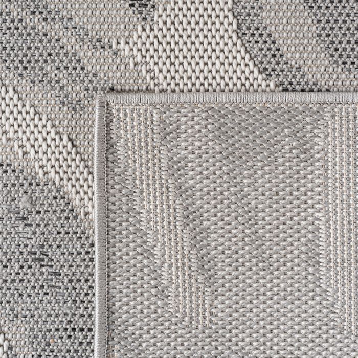 Alfombra de exterior SIMPEX gris de 240x340 cm, ideal para la cocina, diseño de hoja de palma.