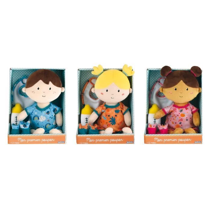 Poupon en peluche Jade 30cm - Rose - Accessoires inclus - Pour enfants à partir de 12 mois