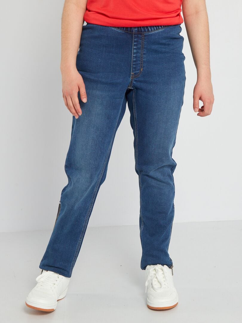Jeans met hoge taille en rechte pijpen - makkelijk aan te trekken - BLAUW