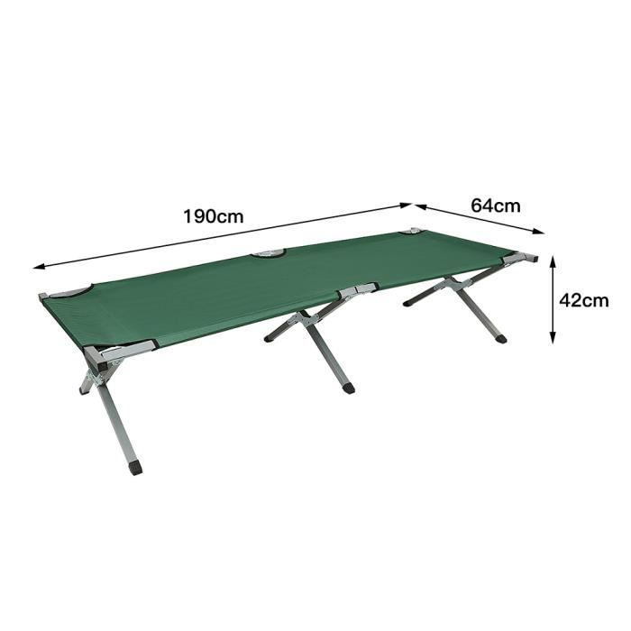 GOLDCMN, Cama de camping, Plegable, Longitud 190 cm, Equipamiento para camping al aire libre