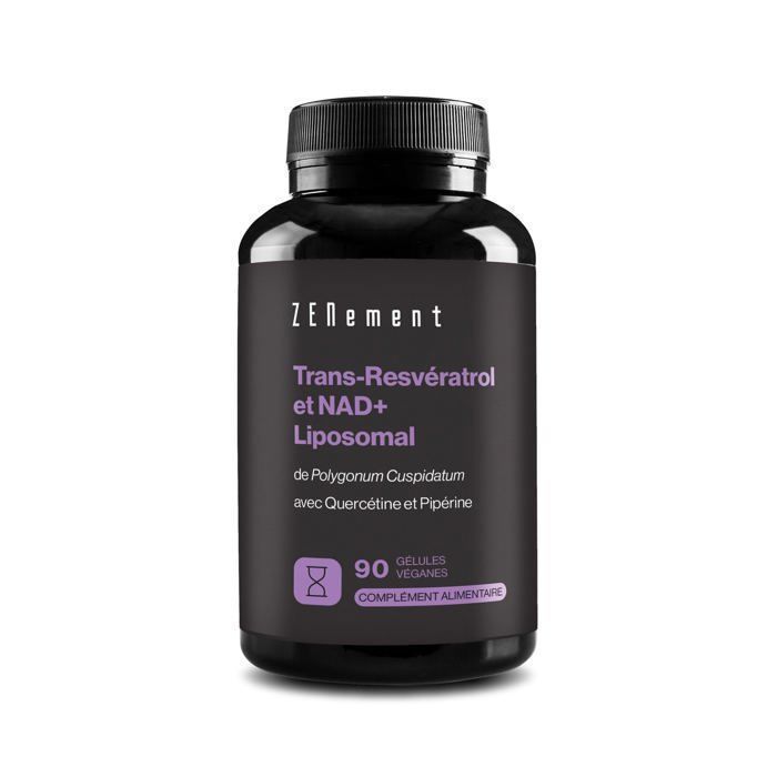 Trans-Resveratrol Lipossomal e NAD+, com Quercetina e Piperina - 90 Cápsulas Veganas