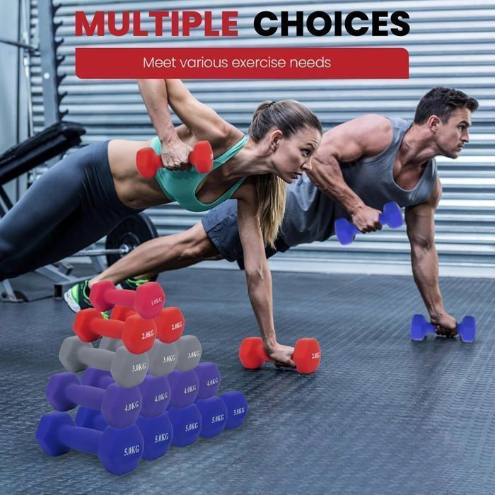 x 2 kg neopreen gewichten - halters voor fitnesstraining - voor spierversterking in de thuisgym
