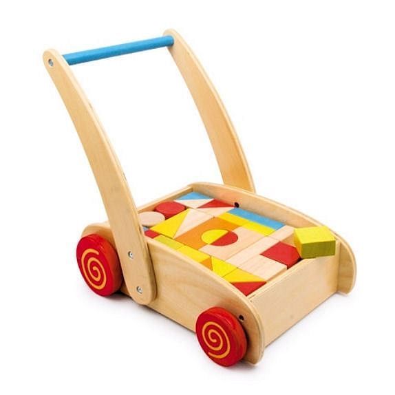 Wooden walking cart with wheels