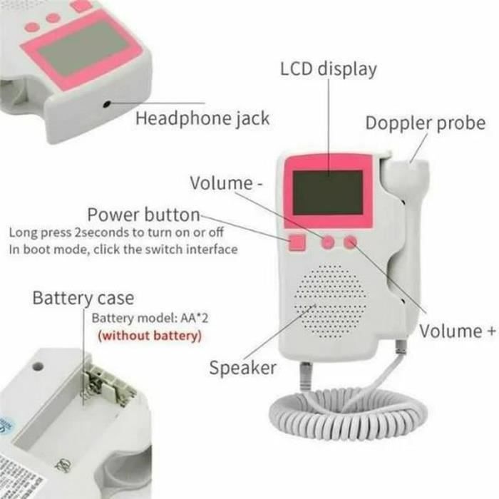 LEXLIFE Doppler Moniteur Fœtal avec Écran LCD Détection FHR - Écoute Bébé coute Battement Coeur Bébé Heartbeat Prénatal