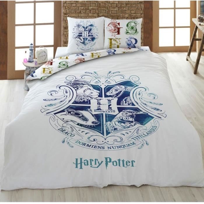 Escudos de Harry Potter - Juego de cama doble para niños - Funda nórdica de 220x240 cm y 2 fundas de almohada de 63x63 cm.