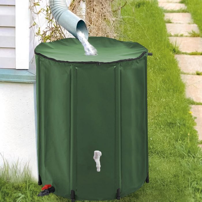 Depósito flexible y plegable para la recogida de agua de lluvia - 1000 L - Verde - Linxor