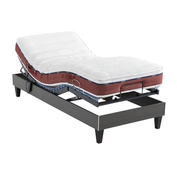 Set materasso relax, 100% lattice, base e gambe in TPR, Twilight 600 - SOMEO 70x190 - Legno scuro - Garanzia di 7 anni - Someo