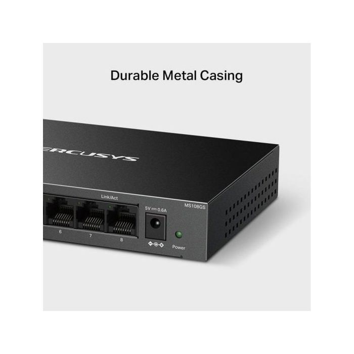 Switch Gigabit Ethernet - MERCUSYS - MS108GS - 8 porte - Alloggiamento in metallo - Silenzioso