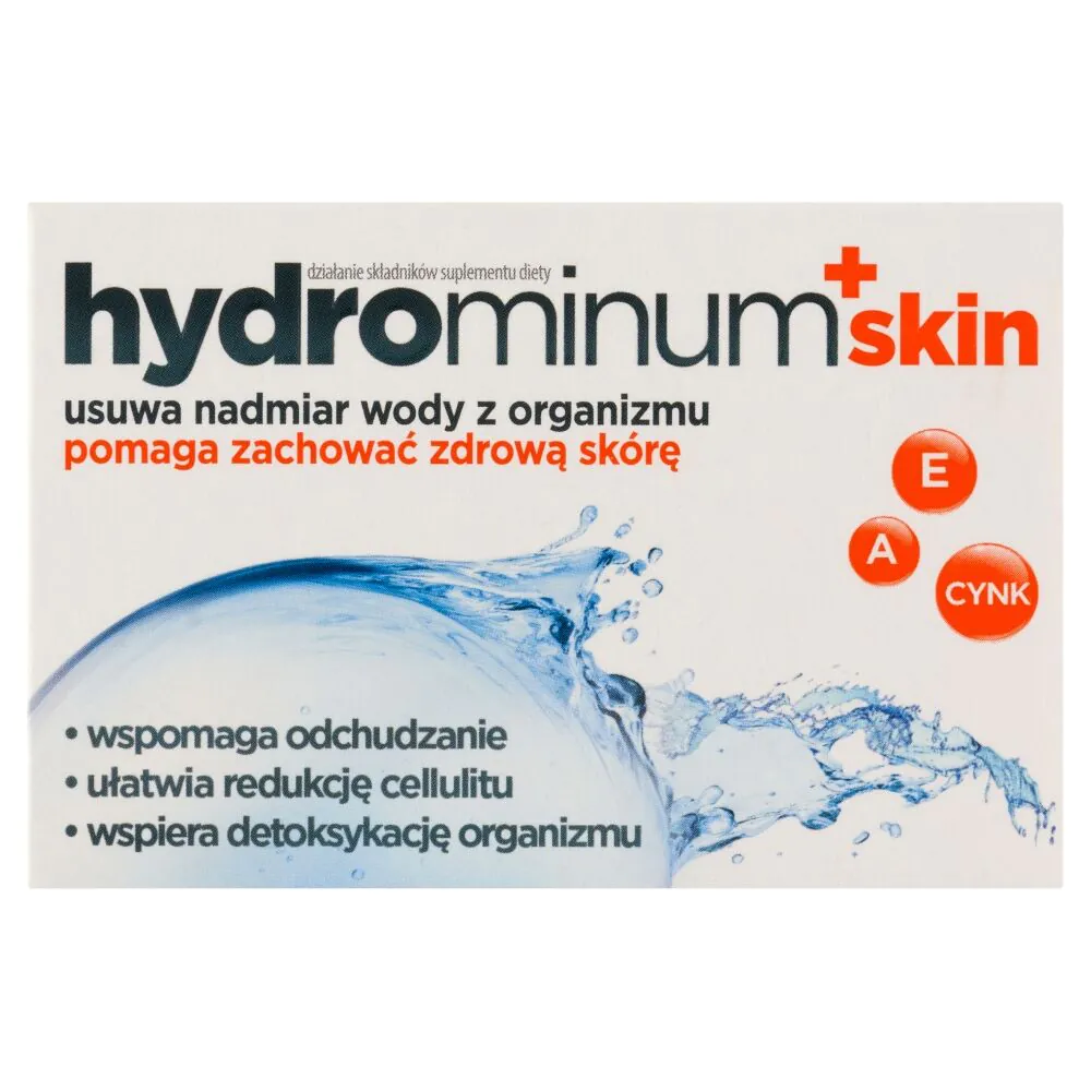 Hydrominum + Skin, Suplement diety wspomagający usuwanie nadmiaru wody z organizmu, Tabletki