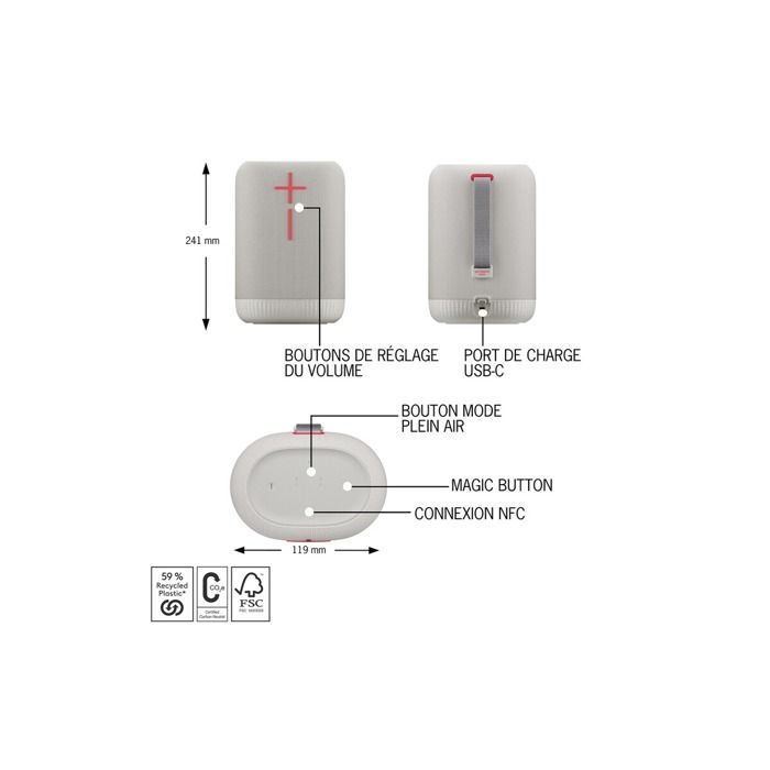 Enceinte sans fil Ultimate Ears Ultimate Ears EPICBOOM, enceinte Bluetooth sans fil portable, etanche Blanche