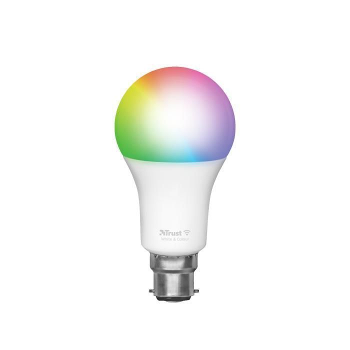 Bombilla LED TRUST con conexión WiFi B22 - Bombilla LED inteligente - Colores blanco y RGB - Ambiente personalizable - Asistente de voz