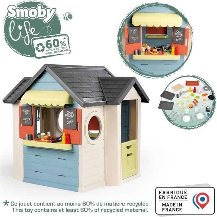 SMOBY Life - Chef House - Speelhuis met keuken- en winkelthema - Talrijke speelmogelijkheden - Gemaakt van gerecycled materiaal - Geschikt voor kinderen vanaf 2 jaar