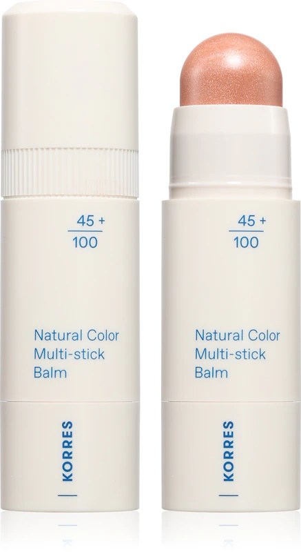 Korres Natural Color Multi-Stick Balm é um cosmético multifuncional para maquiagem de lábios e bochechas.