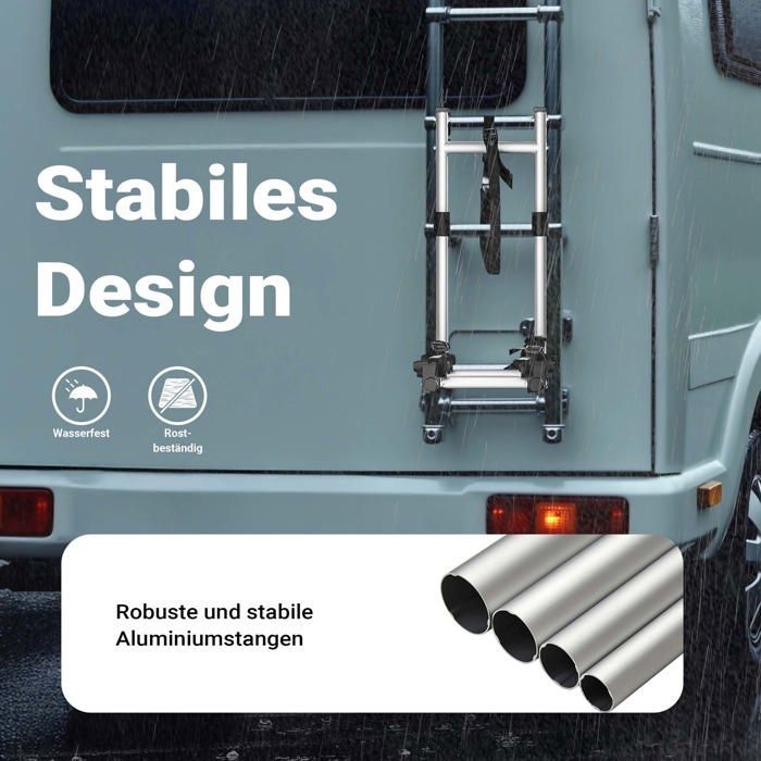 Portabicicletas Wiltec para autocaravanas – 2 piezas, capacidad de 30 kg – Aluminio y TPR – para caravanas/escaleras de techo – Todo terreno