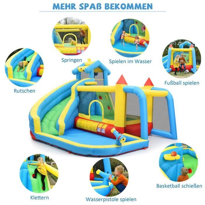 Château gonflable 5 en 1 - DREAMMESPACE - 364x315x239cm - Pour enfants 3-10 ans - Toboggan et piscine