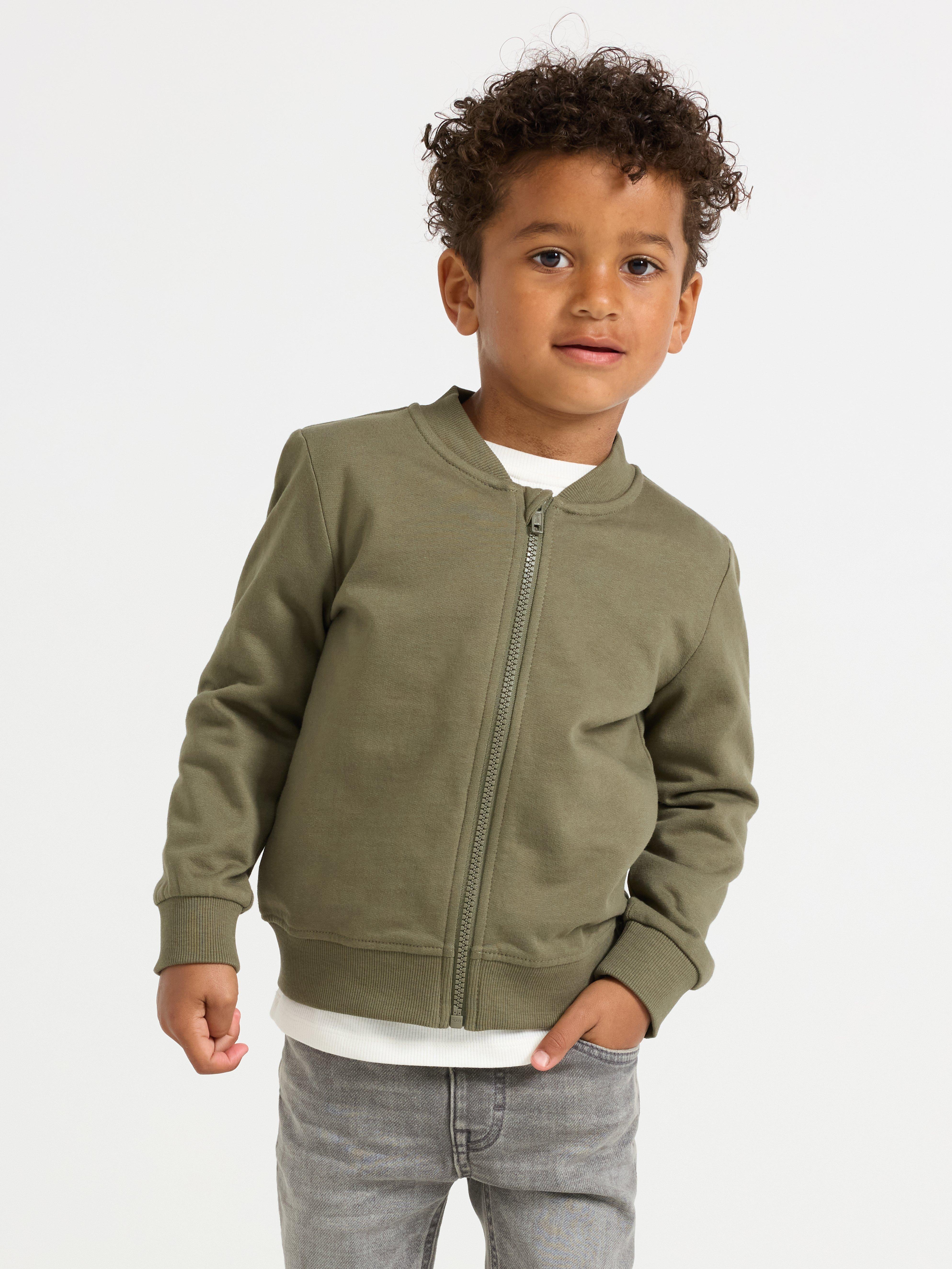 Sweat-shirt zippé kaki clair
