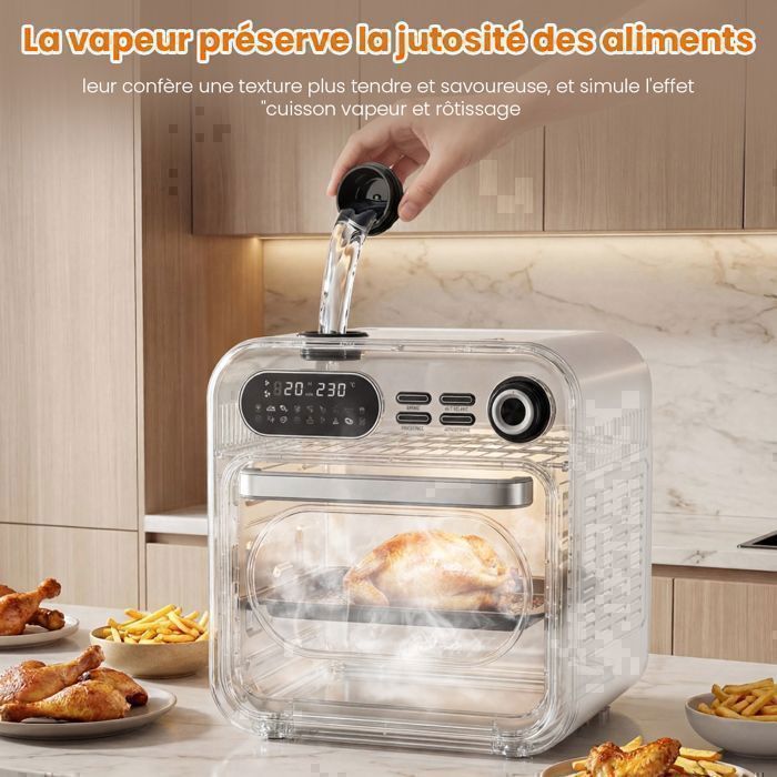 Urbiola 17L XXL Dual Zone Air Fryer with Visible Window - Integrated Steam, 18 Programs, 1400W
