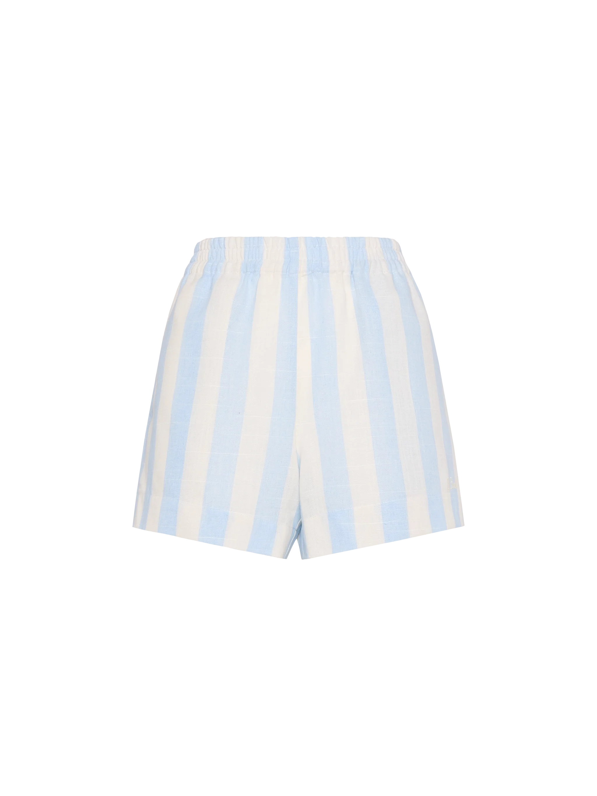 Meave pull-up linnen shorts met lichtblauwe streepprint