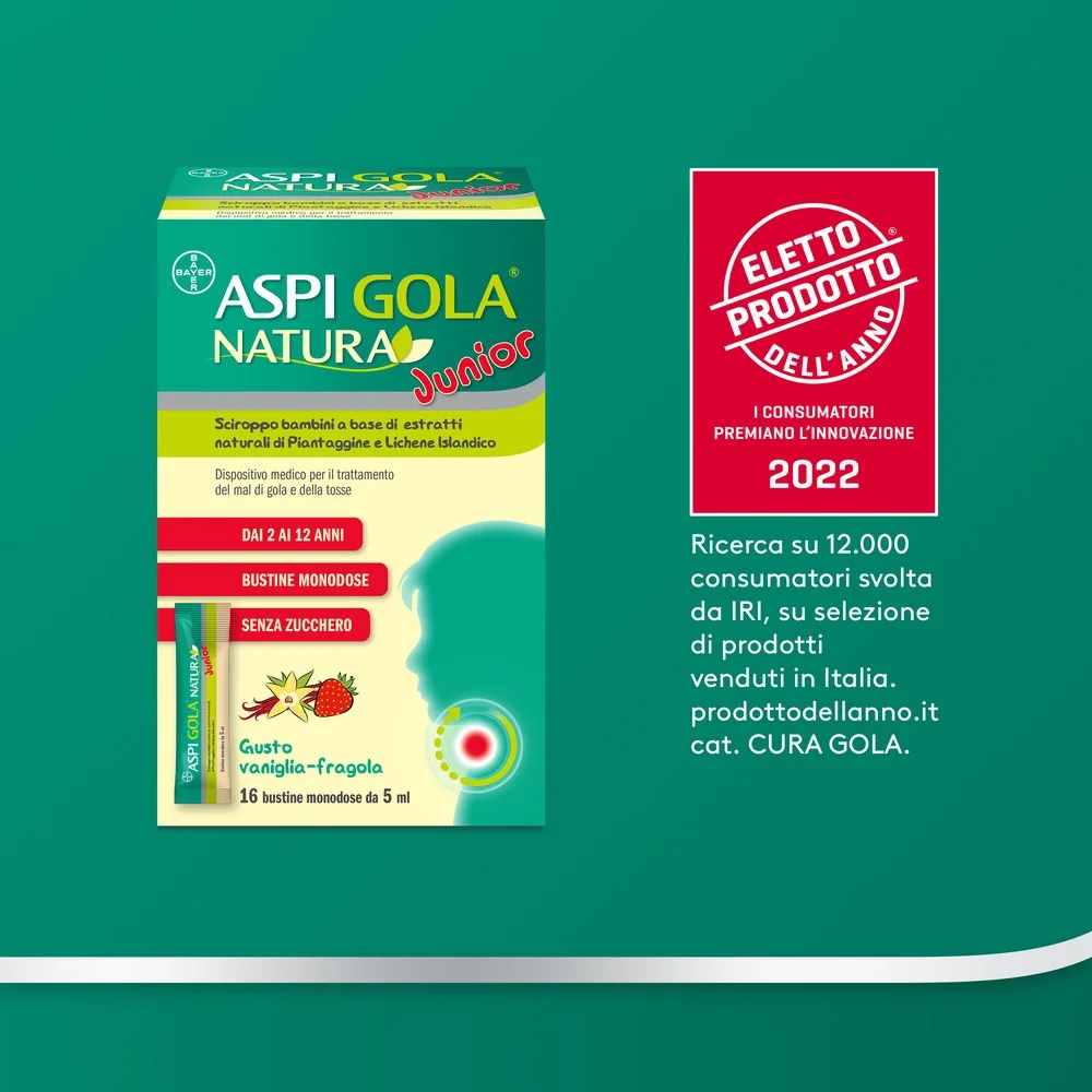 ASPIRINE Aspi Gola Natura Junior sirop 16 sachets Mal de gorge et toux