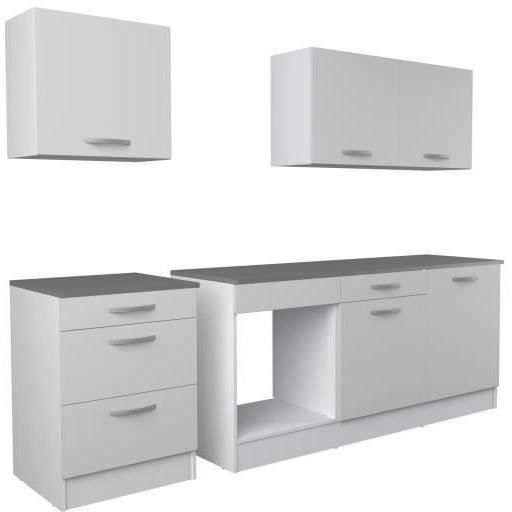 Cuisine Complète OSLO - L 240cm - Blanc - Plan de travail Inclus