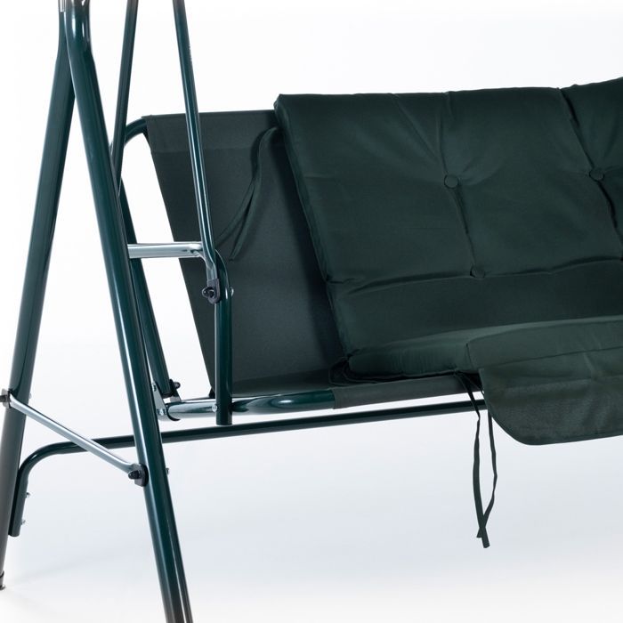 Balancelle de jardin AVIOR 3 places, métal, assise 152 cm, coussin déhoussable, toit réglable. Idéale pour jardin et terrasse