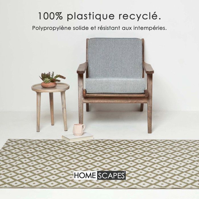 Wasserdichter, wendbarer und UV-beständiger Outdoor-Gartenteppich - May - 150 x 240 cm - Grau - Recycelte Materialien - Homescapes
