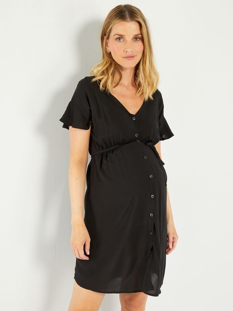 Vestido de maternidad de corte recto en color liso - Negro