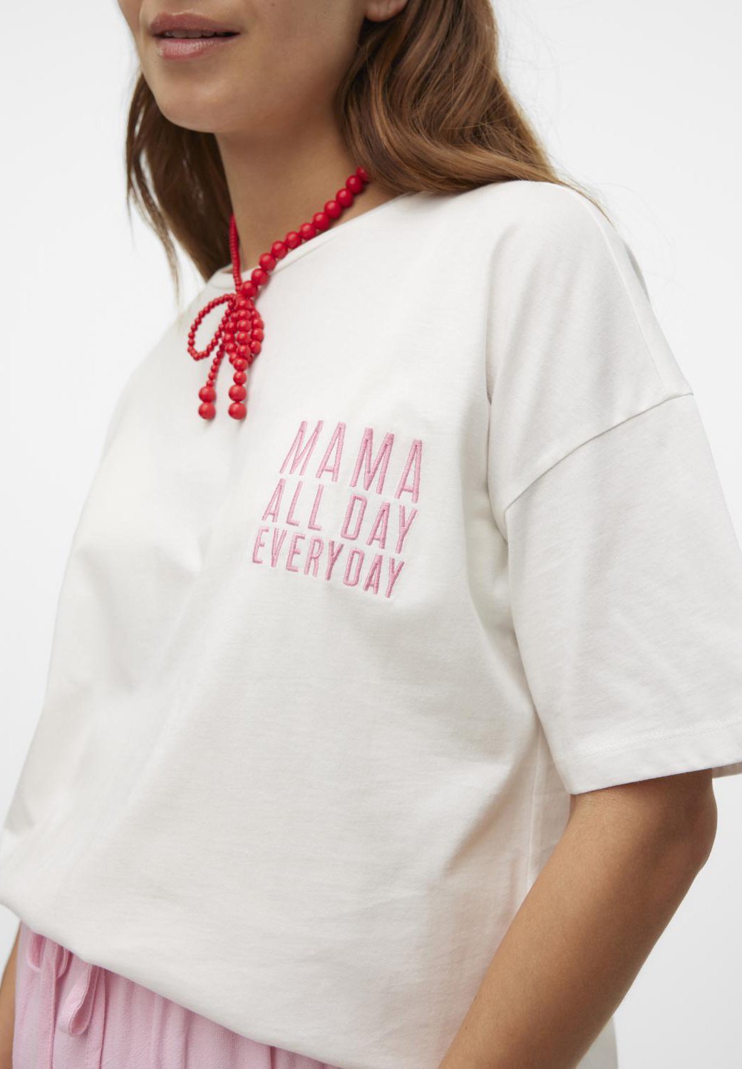 MAMALICIOUS MLFERIDA - Print T-shirt - snow white/sachet pink