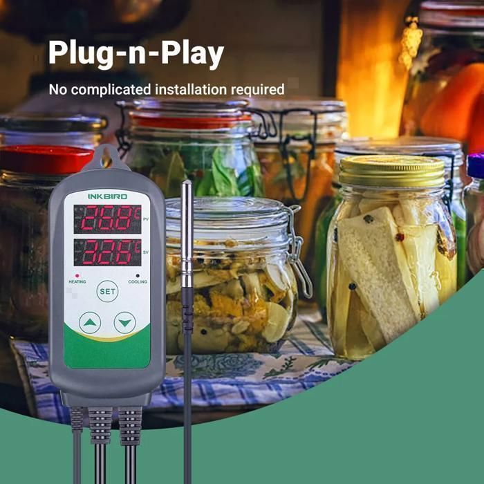 Controlador de temperatura INKBIRD ITC-308, termostato con enchufe y sonda digital, 2 relés, controlador de temperatura de calefacción de 220 V.