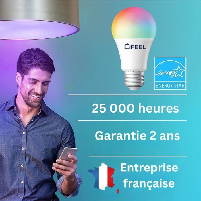Bombilla LED inteligente multicolor con conexión WiFi - iFEEL Globe E27 - Lámpara de color regulable - Compatible con Alexa y Google Home