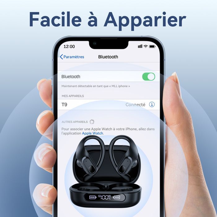 DJOIN Kabellose Sport-Ohrhörer mit ergonomischem Design, Bluetooth 5.3, LED-Display, HiFi-Stereo-Sound, IPX7 wasserdicht, 96 Stunden Akkulaufzeit