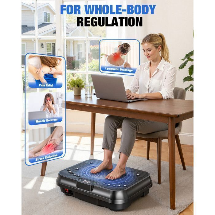 Plateforme Vibrante - 250 niveaux de vibration - 9 préréglages Mode - Écran LCD - max.150kg -  40 x 32,5 x 10 cm - Noir