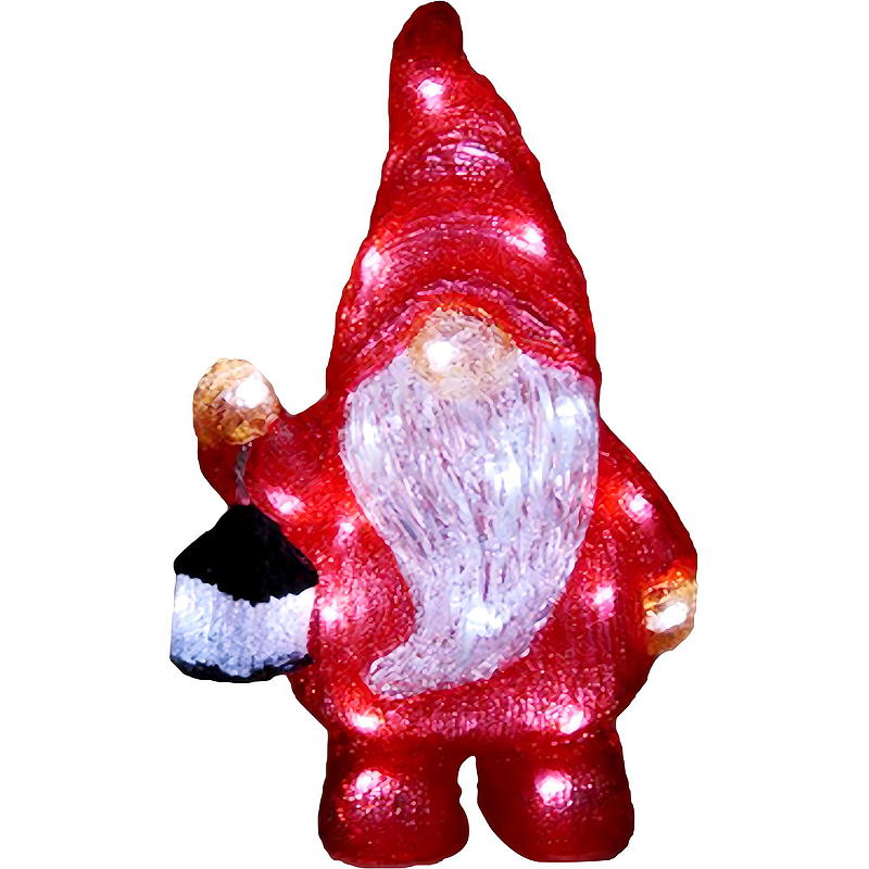 Udendørs julefigur med lys, julemand med lanterne, 39 cm