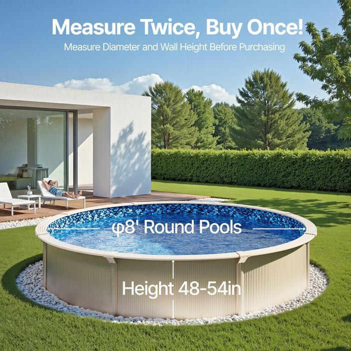 DUOKU Pool Liner - Round Model - 8 Feet - Overlapping Vinyl - Height 48-54 Inches