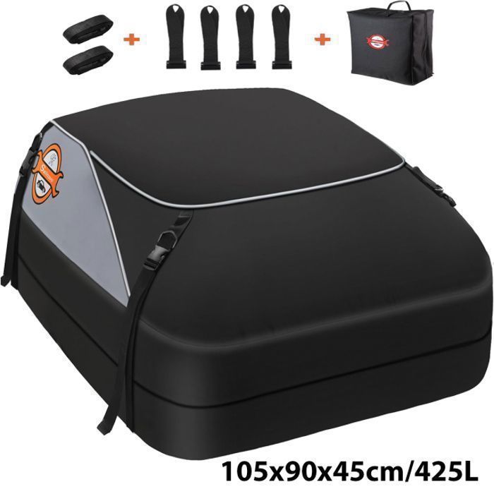 Sac De Toit Voiture - Sailnovo - 425L - Coffre De Toit Voiture Pliable - Étanche Tissu d’Oxford - Convient avec/sans Barres de Toit