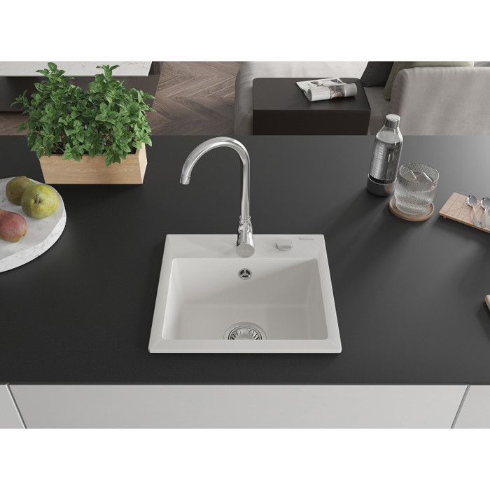 Mexen Milo Einzelbecken-Granitspüle, 435 x 410 mm, Weiß - 6505441000-20