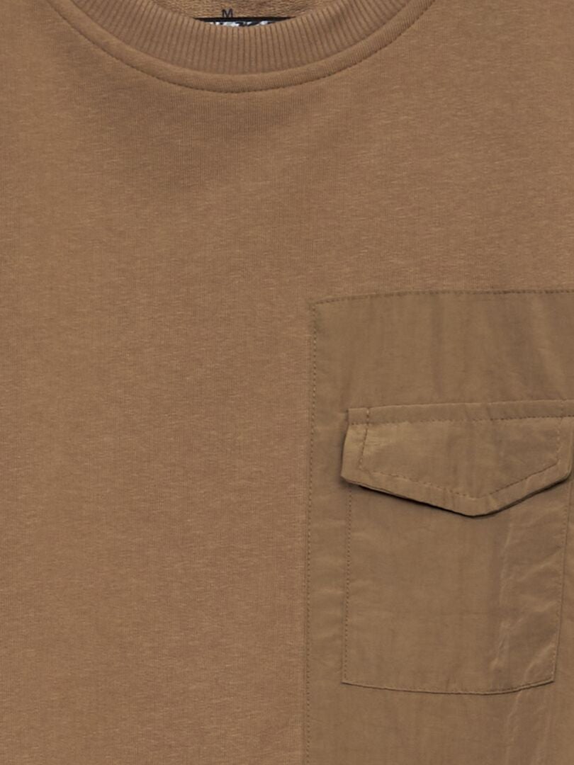 Fleecetrui met borstzak - BEIGE