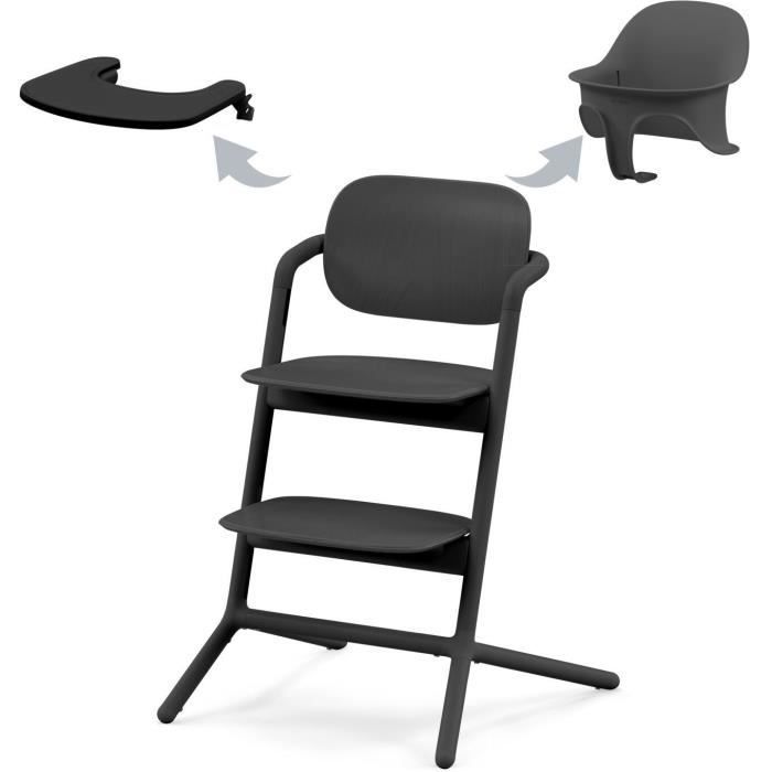 CYBEX - Chaise haute évolutive - Pack 3 en 1 -  LEMO 2 - Noir - Réglable en hauteur et en profondeur - Set bébé inclus