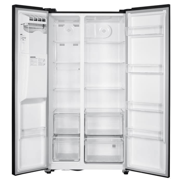 Refrigerador GEDTECH GSBSA513DX Side-by-Side de 513L, estilo americano, com dispensador automático de água e máquina de gelo.