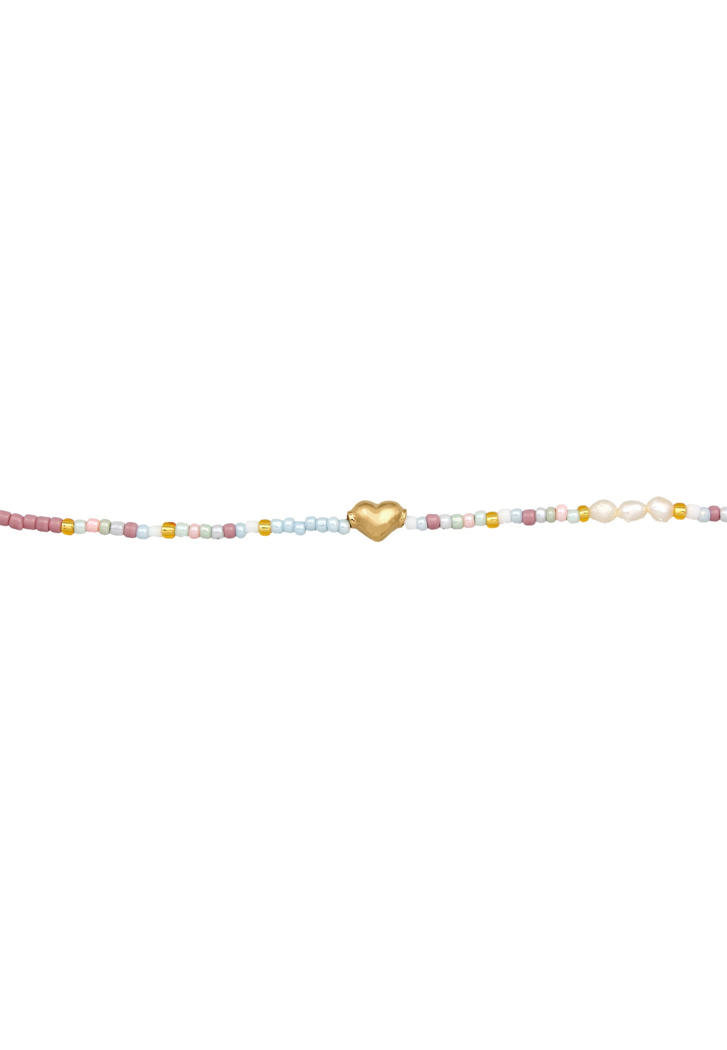 Elli Femmes Choker verre perles coeur tendance en argent sterling 925 plaqué or