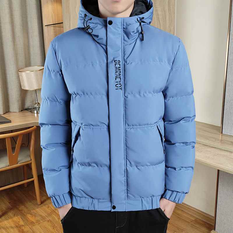 Wintertrend herenmode: effen donsjack met capuchon, slim fit model, casual, dik fleecejack van hoge kwaliteit, verkrijgbaar in maat M tot en met XL.