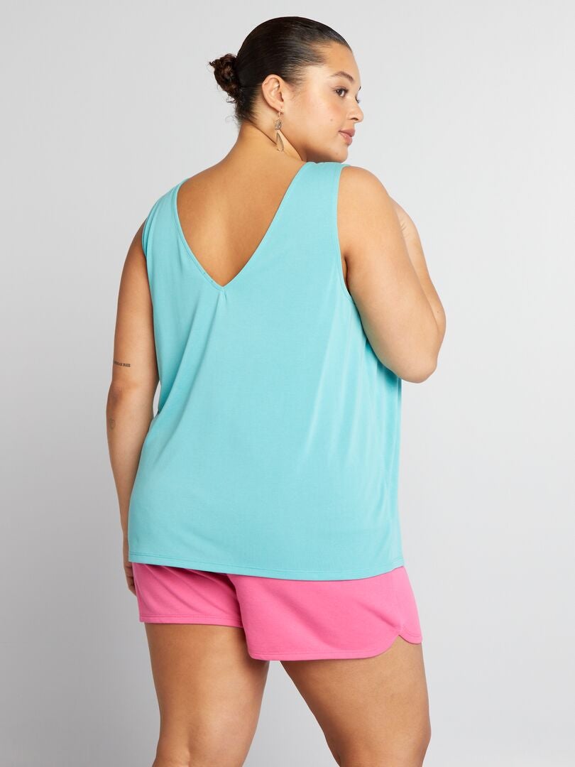 Zachte en elastische tanktop met V-hals - BLAUW