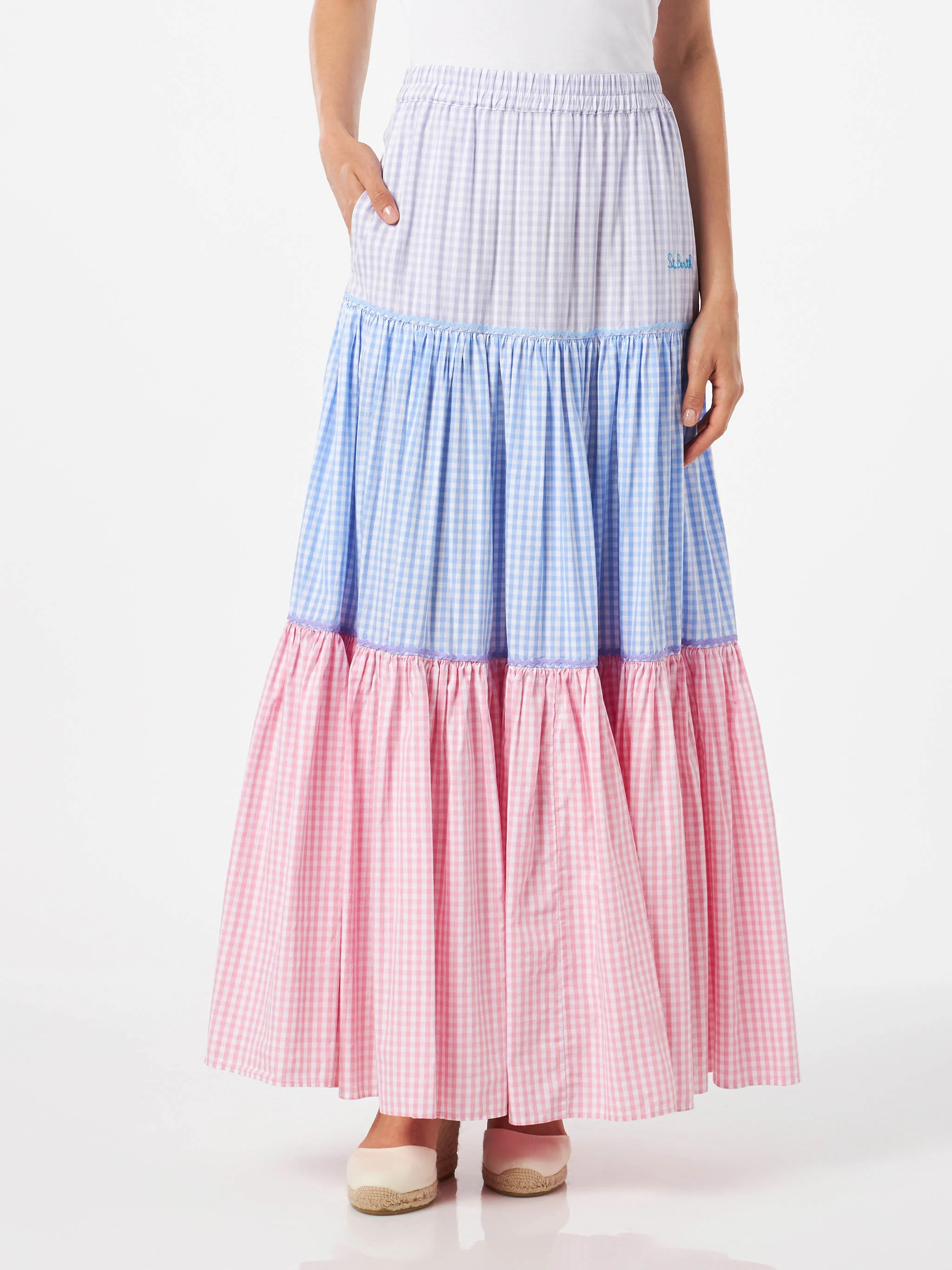 Rok van katoen met Vichy-print