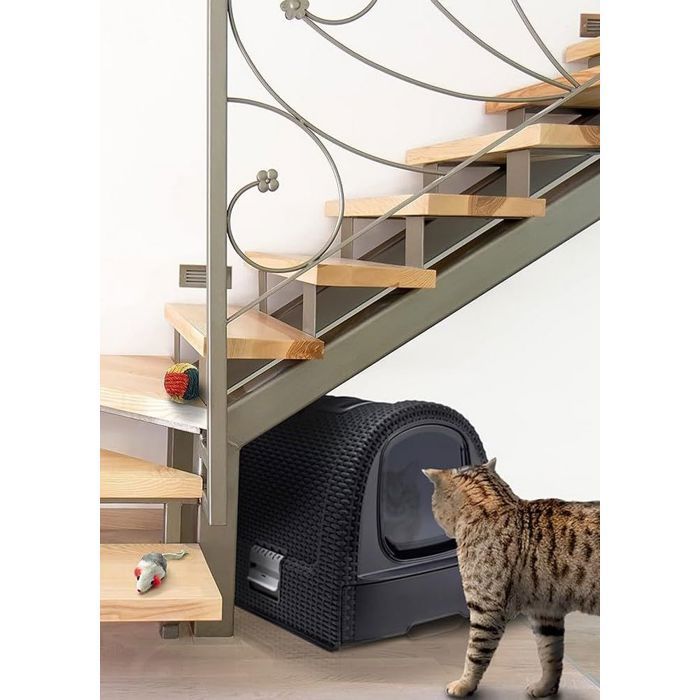 Arenero Curver para gatos, 51 x 38,5 x 39,5 cm, color antracita.