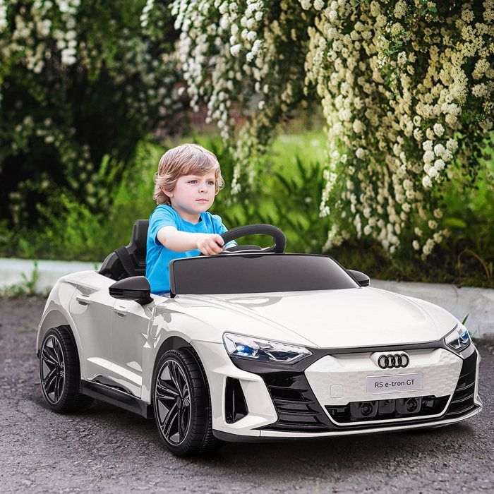 Elektrische auto - HOMCOM - 12V Audi RS E-tron GT afstandsbediening met geluidseffecten, officieel gelicentieerd voor kinderen - PP - wit