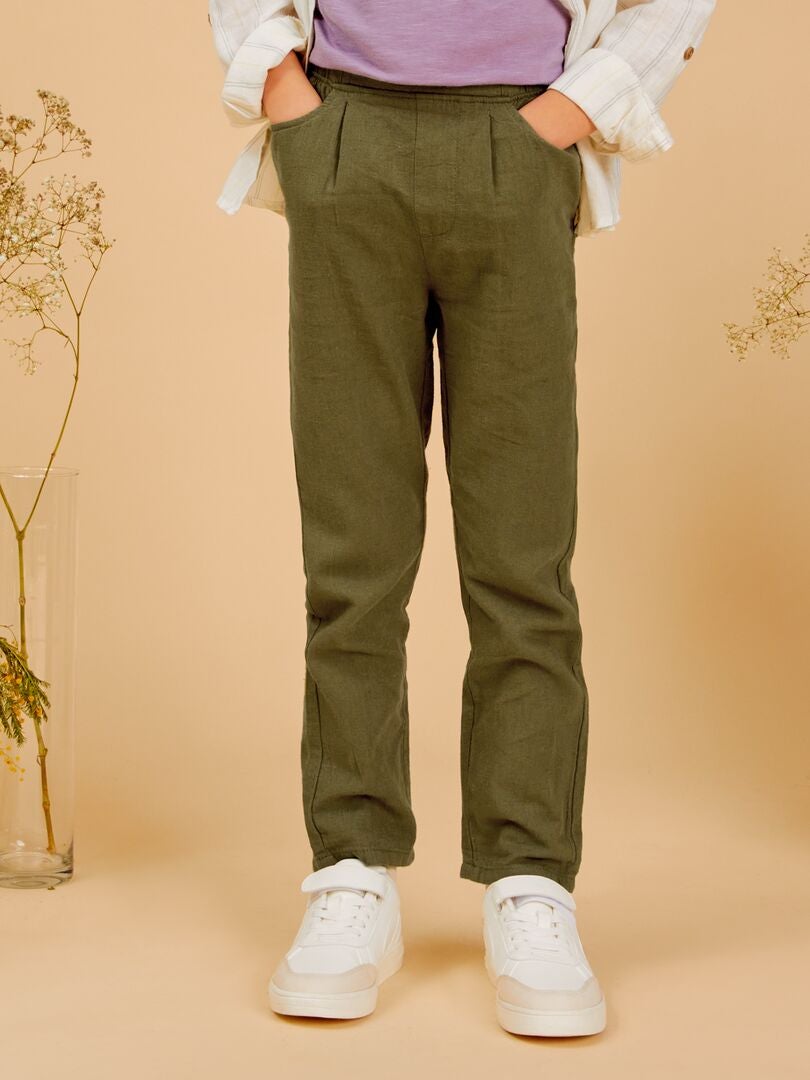 Linnen chino's - GROEN