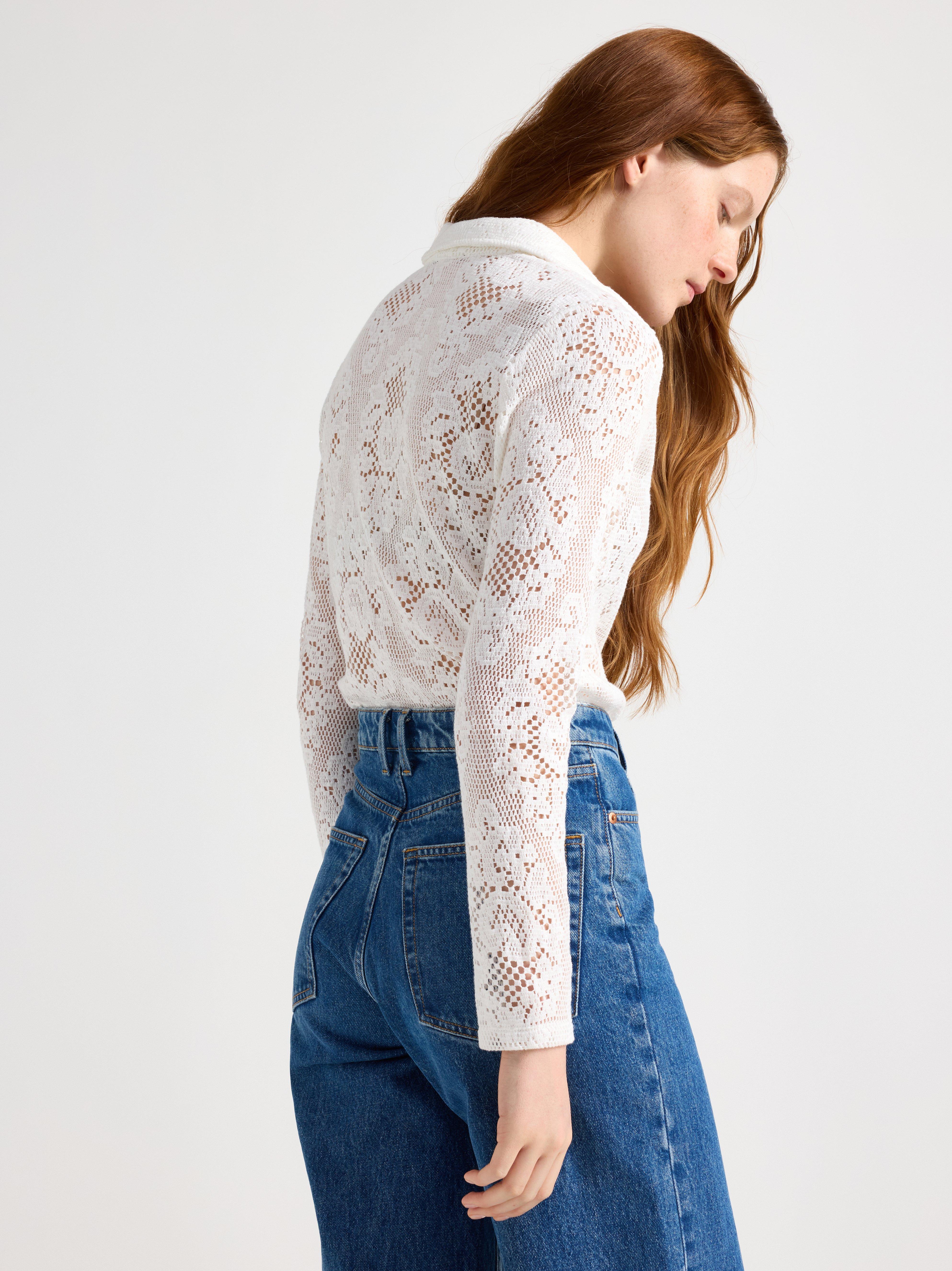Džersejové tričko s krajkovým vzorem Off White