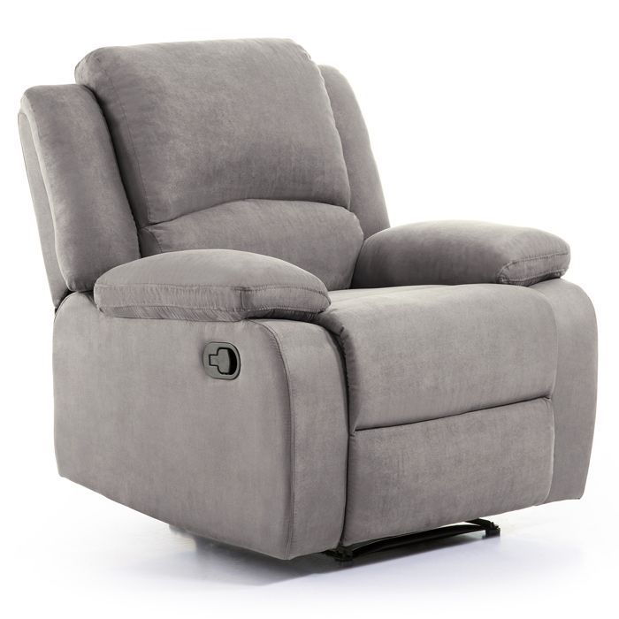 Poltrona relaxante LEO de 1 lugar em microfibra cinza - L88 x 93 x 96 cm - LOUNGITUDE