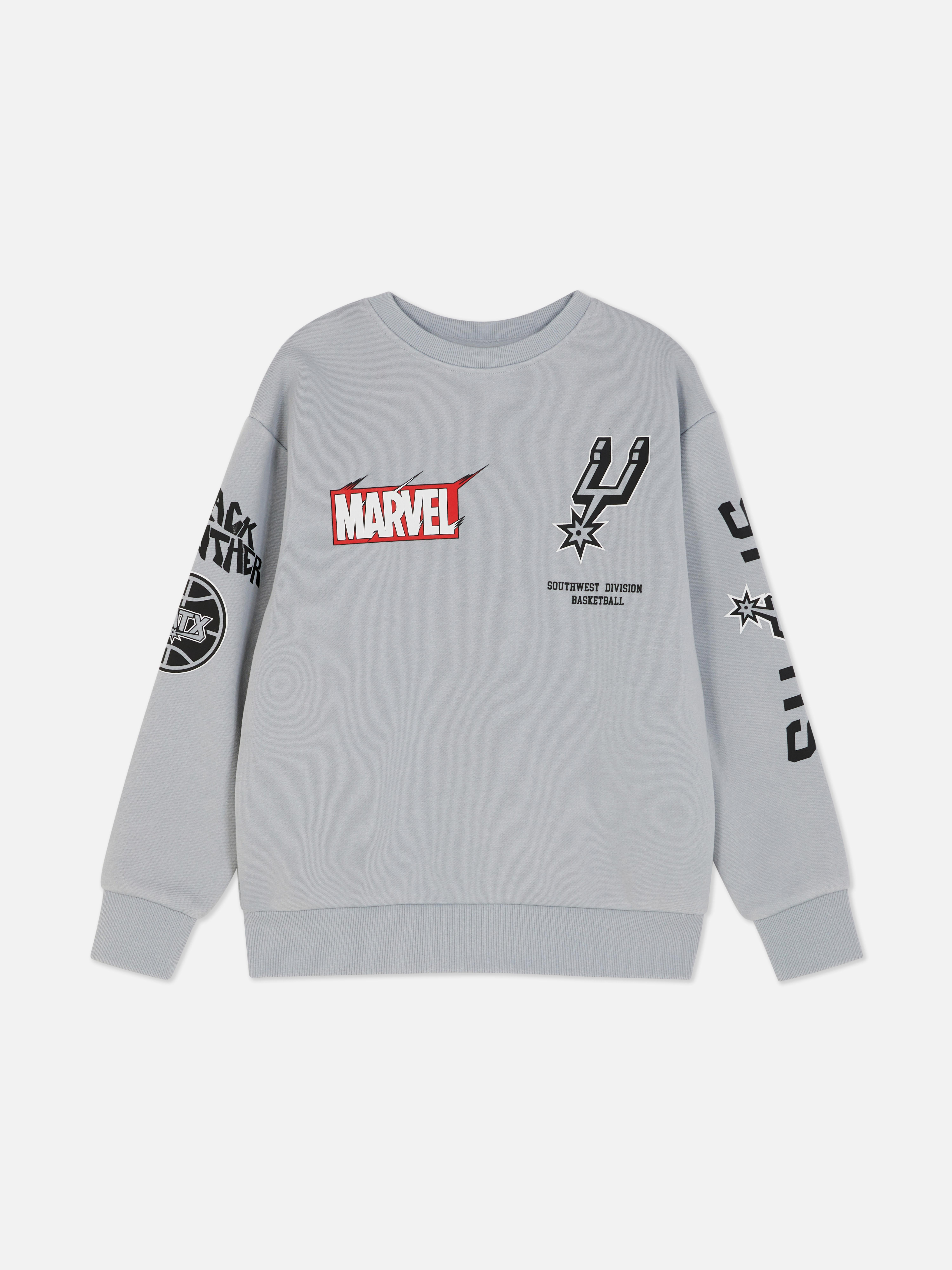 NBA San Antonio Spurs és Marvel Fekete Párduc mintás pulóver Sportos, kerek nyakú pulóver a Spurs és a Fekete Párduc mintájával