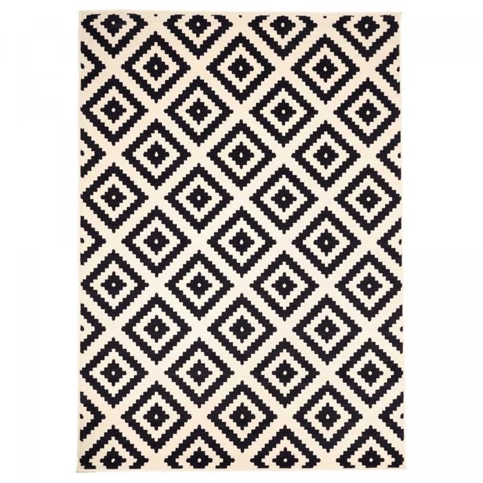 tapis salon 200x290 tissé crème rectangle motif scandinave LYN1 ROMA